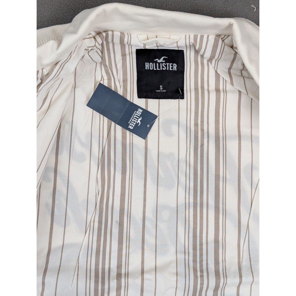 Hollister Jacket Mens Utility Field Cream Small Canvas NWT Auto Hermosa Beach - Picture 5 of 6